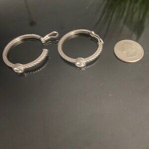 Gently Worn Judith Ripka 925 Clip-On CZ Hoop Earrings
